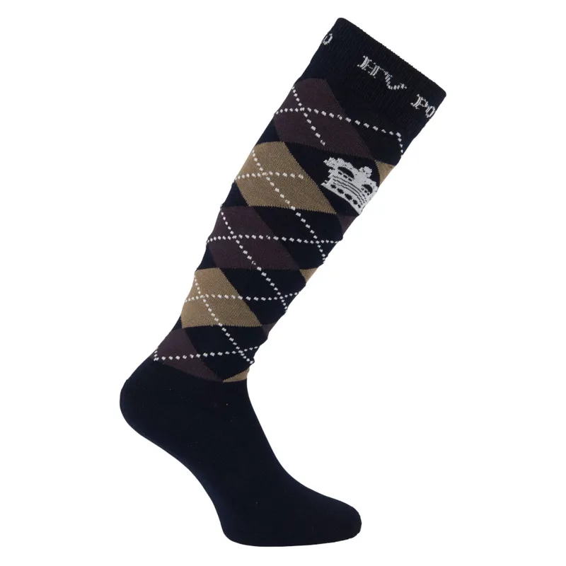 HV Polo Argylein Socks - Navy/Coffee/Taupe